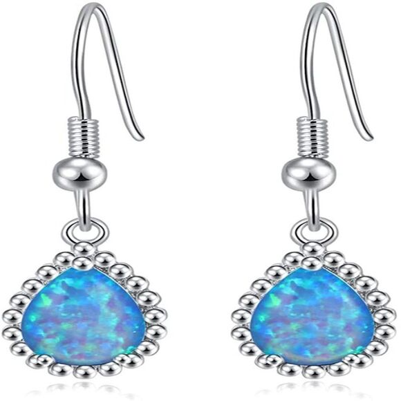 CINI 14K Gold Plated Teardrop Earrings- Hook Blue - Picture 2 of 6